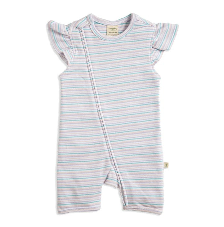 Tiny Twig Cap Sleeve Zipsuit - Candy Stripes