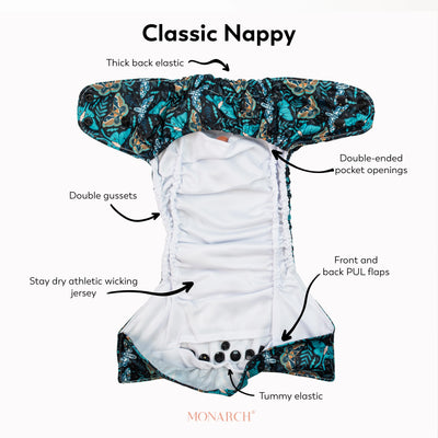 Monarch Classic Swim Nappy With Snaps - Twilight Flight