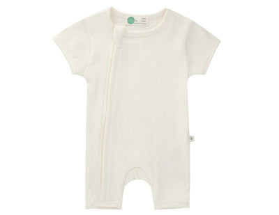 Little Green & Co Core Rib Short Sleeve Romper - Milk