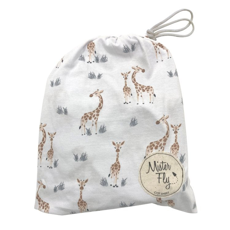 Mister Fly Cot Sheet - Safari Giraffe
