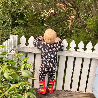 Monarch Long Sleeve Bamboo Zip Bootysuit V1 - Disco Bears