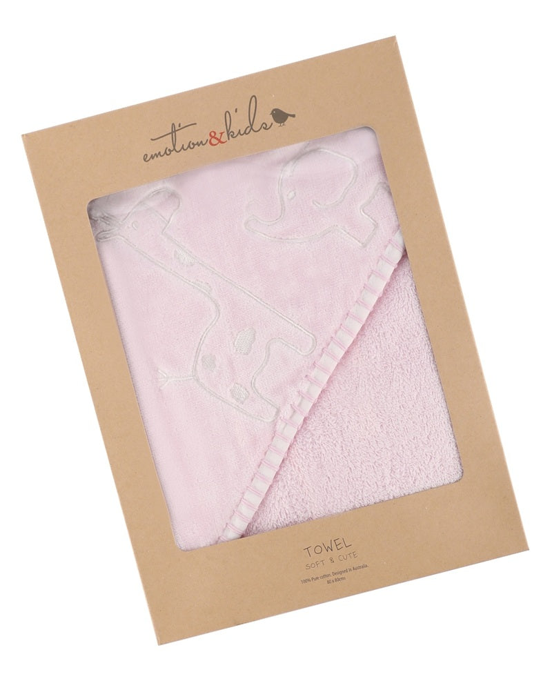 Emotion & Kids Hooded Towel - Pink Safari