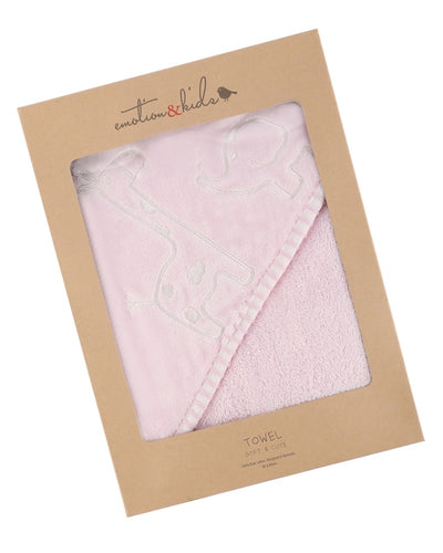 Emotion & Kids Hooded Towel - Pink Safari
