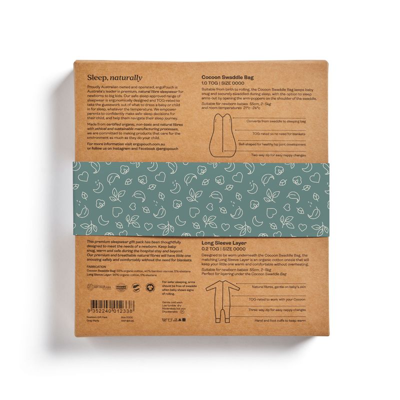 ergoPouch Australia Newborn Gift Pack Grey Marle