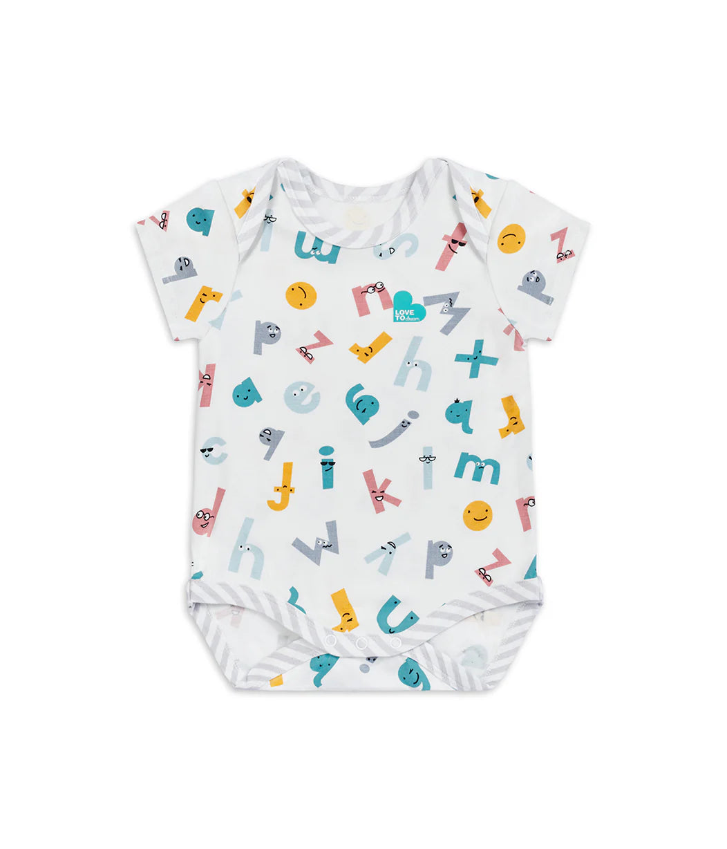 Love To Dream Ecovero Bodysuit Short Sleeve - White Alphabet Soup