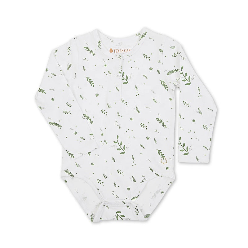 Texas Oak Eden Bodysuit - Green Leaves Print