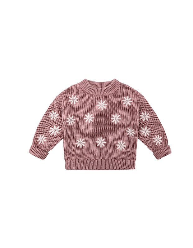 Kynd Baby Embroidered Knit Jumper - Wood Rose