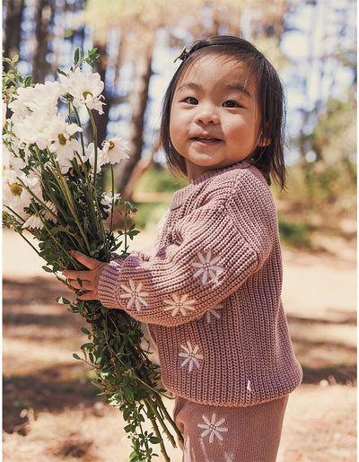 Kynd Baby Embroidered Knit Jumper - Wood Rose