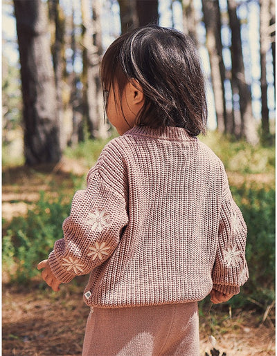 Kynd Baby Embroidered Knit Jumper - Wood Rose