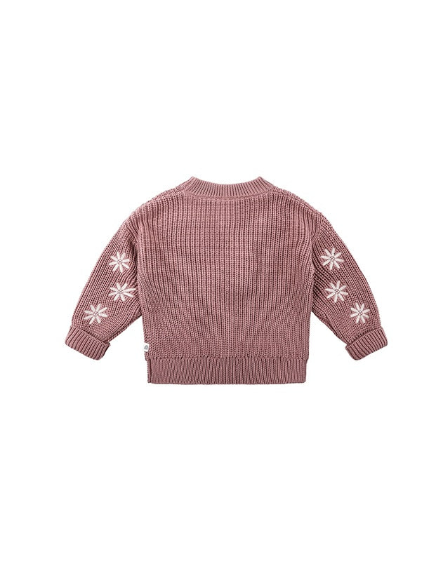 Kynd Baby Embroidered Knit Jumper - Wood Rose