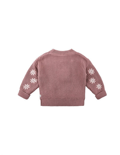 Kynd Baby Embroidered Knit Jumper - Wood Rose