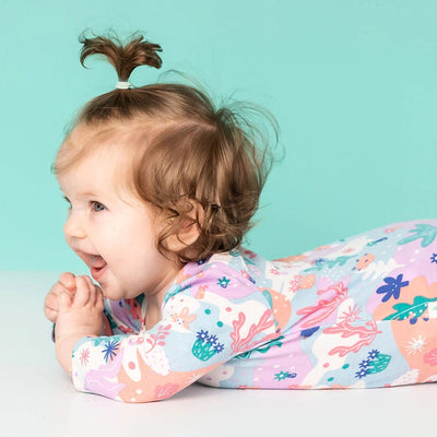 Little Green & Co Jersey Footless Onesie - Coral Garden