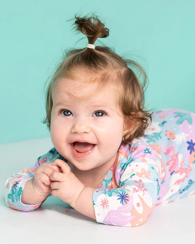 Little Green & Co Jersey Footless Onesie - Coral Garden