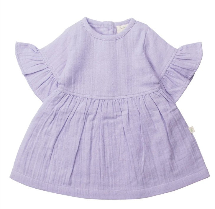 Tiny Twig Frill Sleeve Dress & Bloomer Set - Very Peri Crinkle