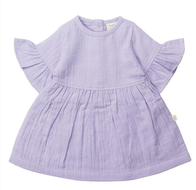 Tiny Twig Frill Sleeve Dress & Bloomer Set - Very Peri Crinkle