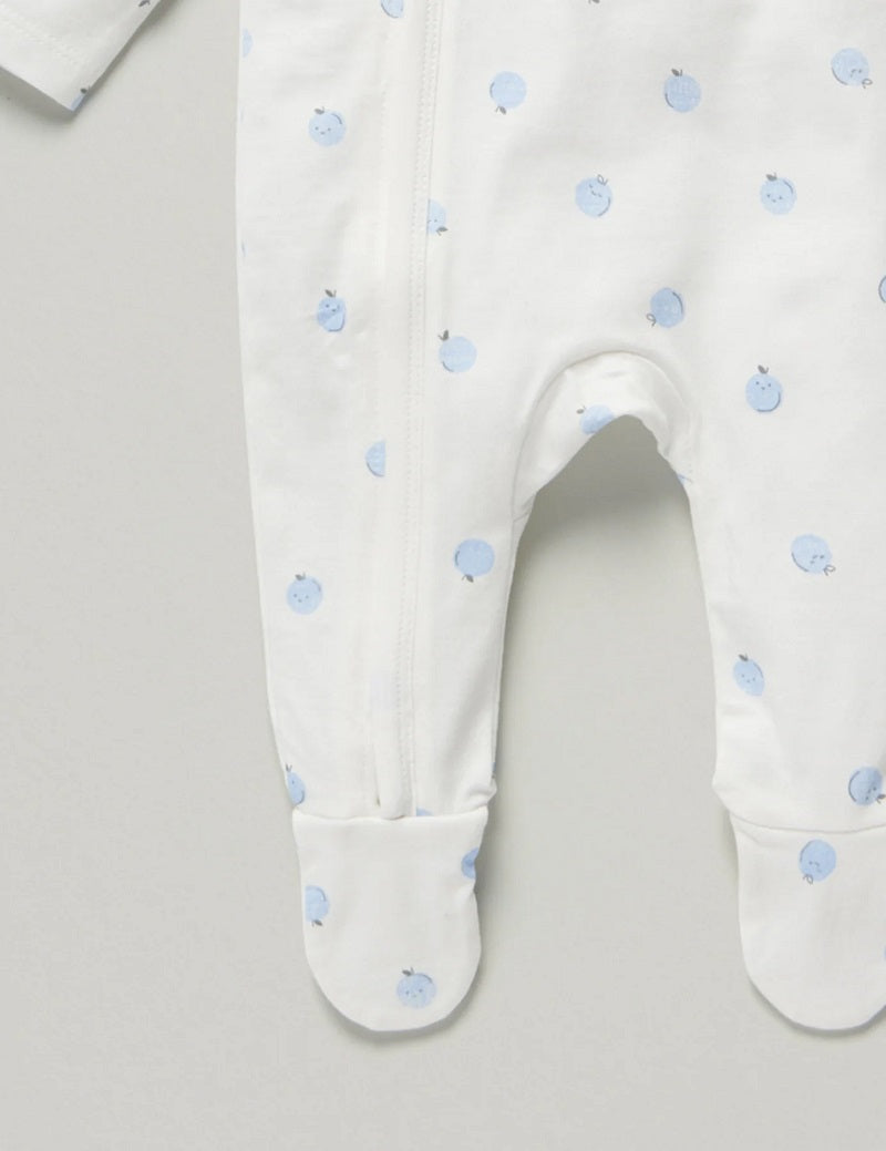 Little Green & Co Core Jersey Zip Onesie - Berry AOP