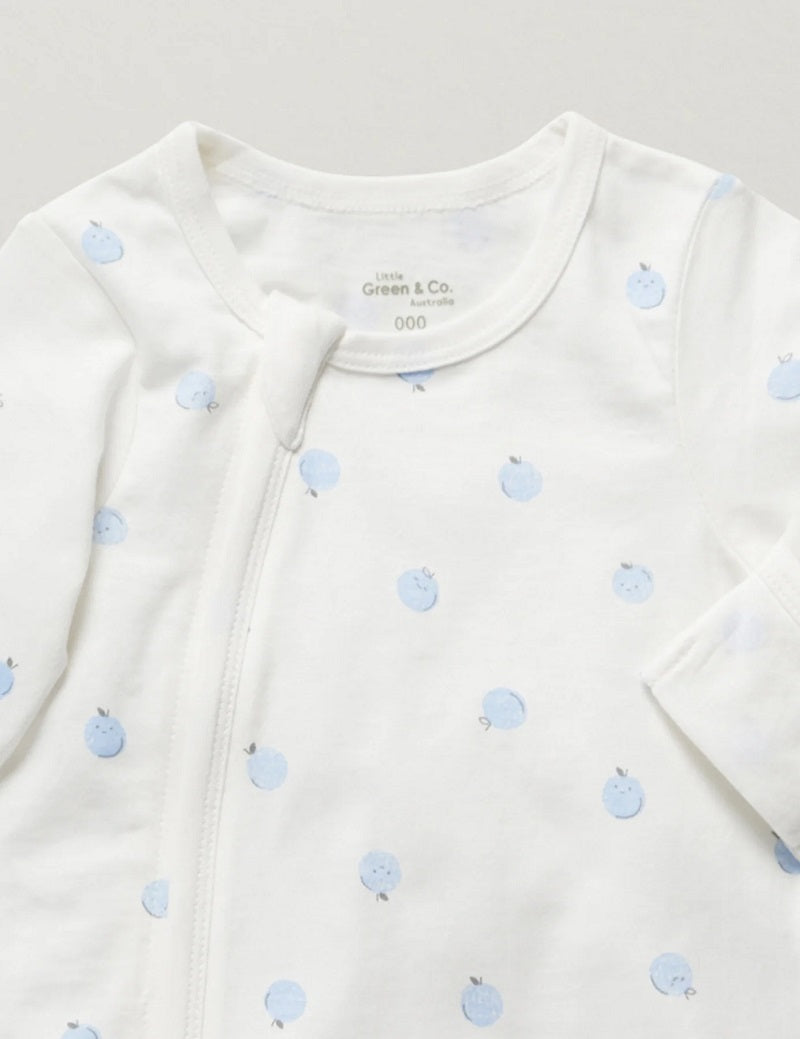 Little Green & Co Core Jersey Zip Onesie - Berry AOP