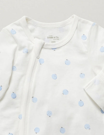 Little Green & Co Core Jersey Zip Onesie - Berry AOP