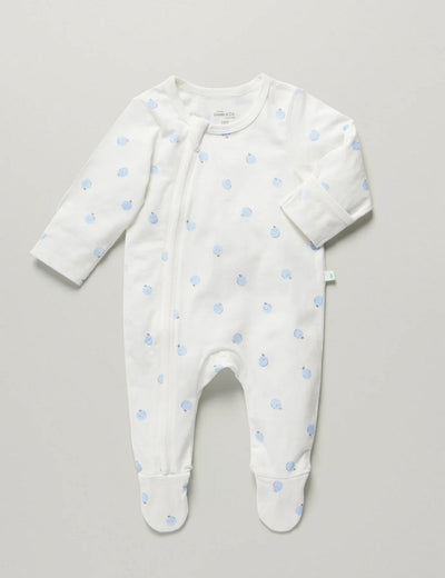 Little Green & Co Core Jersey Zip Onesie - Berry AOP