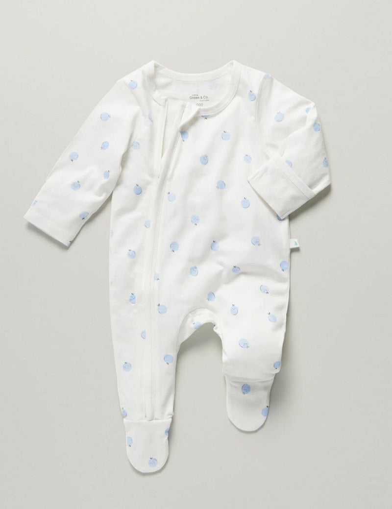 Little Green & Co Core Jersey Zip Onesie - Berry AOP