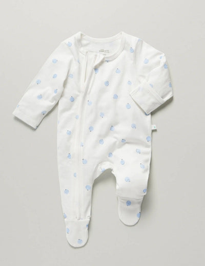 Little Green & Co Core Jersey Zip Onesie - Berry AOP