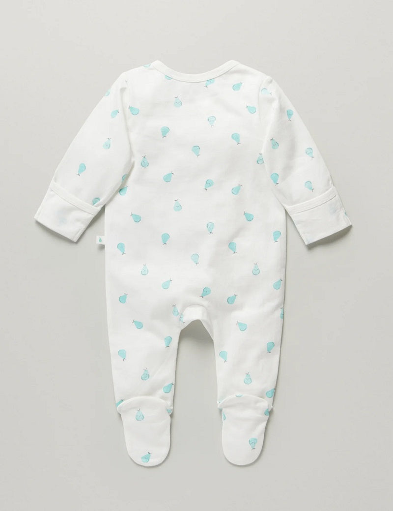 Little Green & Co Core Jersey Zip Onesie - Pear AOP
