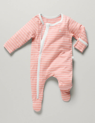 Little Green & Co Core Jersey Zip Onesie - Sorbet Stripe