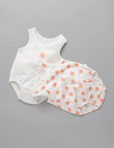 Little Green & Co Jersey Sleeveless Bodysuit 2 Pack - Sunshine Orange