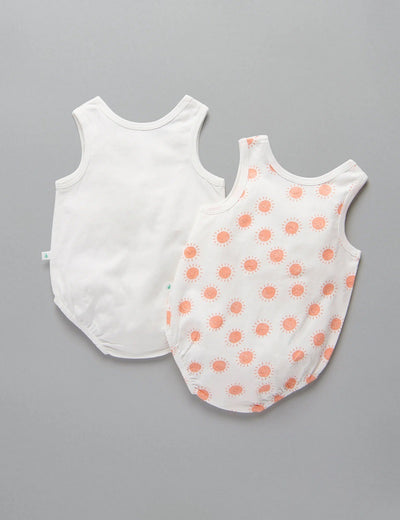 Little Green & Co Jersey Sleeveless Bodysuit 2 Pack - Sunshine Orange