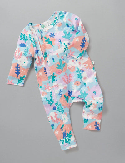 Little Green & Co Jersey Footless Onesie - Coral Garden