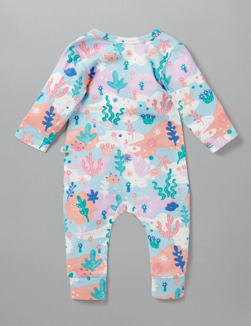 Little Green & Co Jersey Footless Onesie - Coral Garden