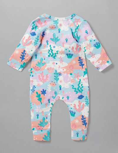 Little Green & Co Jersey Footless Onesie - Coral Garden