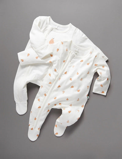 Little Green & Co Jersey Onesie 2 Pack - Pear/Tan