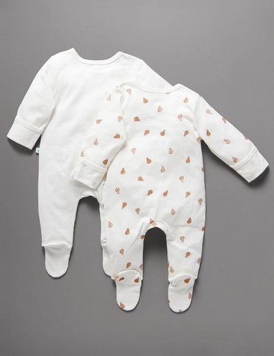Little Green & Co Jersey Onesie 2 Pack - Pear/Tan