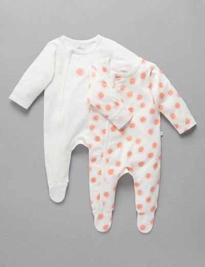 Little Green & Co Jersey Zip Onesie 2 Pack - Sunshine