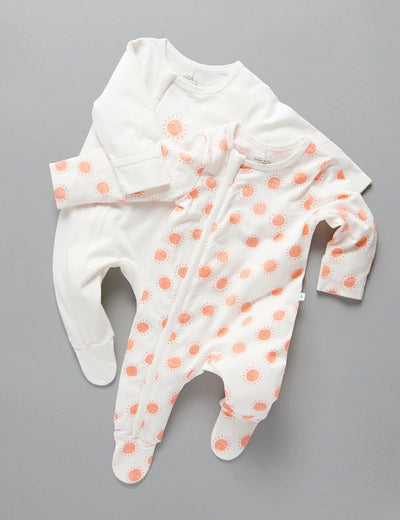 Little Green & Co Jersey Zip Onesie 2 Pack - Sunshine