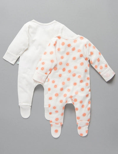 Little Green & Co Jersey Zip Onesie 2 Pack - Sunshine
