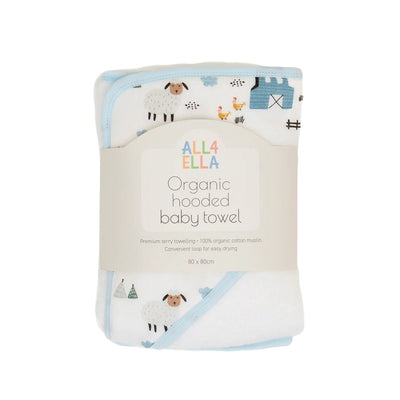 All 4 Ella Baby Hooded Towel - Barnyard
