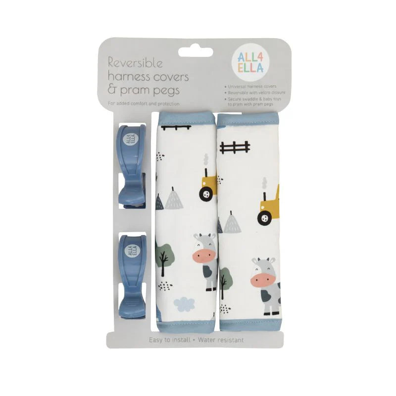 All 4 Ella Universal Harness Covers & Pram Pegs - Barnyard