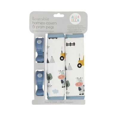 All 4 Ella Universal Harness Covers & Pram Pegs - Barnyard