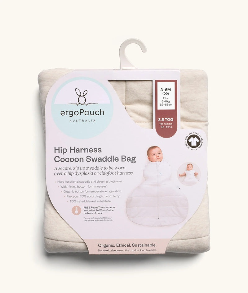 ergoPouch Australia Hip Harness Cocoon Swaddle Bag 1.0 TOG - Oatmeal Marle