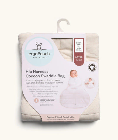 ergoPouch Australia Hip Harness Cocoon Swaddle Bag 1.0 TOG - Oatmeal Marle