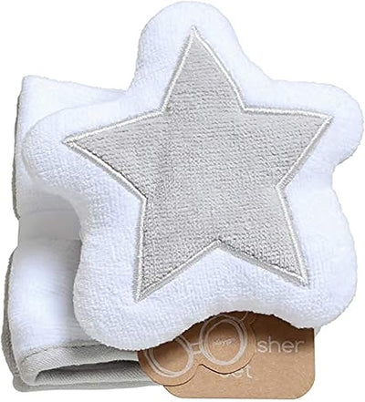 Playgro Home Star Mitt And Face Washers - Grey And White