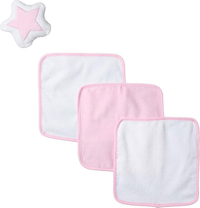 Playgro Home Star Mitt And Face Washers - Pink and White