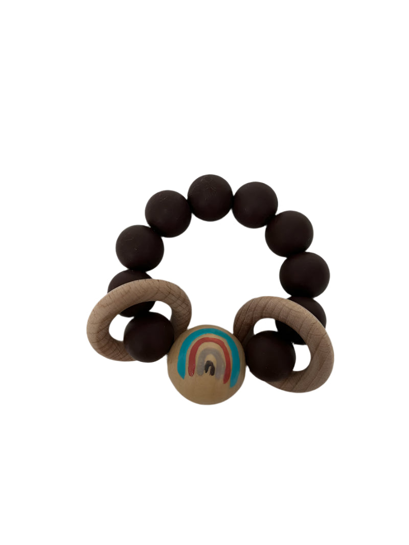 My Little Giggles Silicone Ring Teether - Chocolate Rainbow