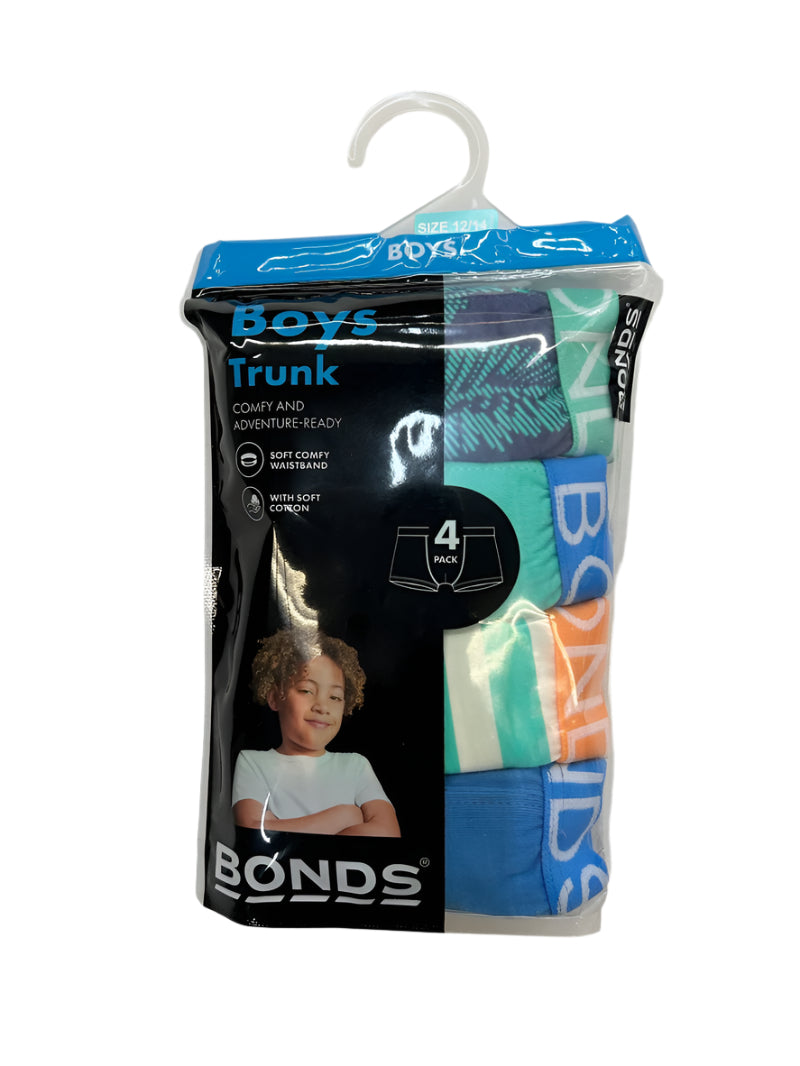 Bonds Boys Trunk 4 Pack - Tidal Tropics