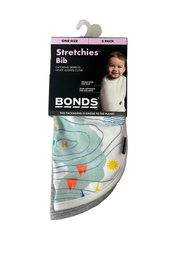 Bonds Baby Stretchies Bib 2 Pack - Print/New Grey Marle