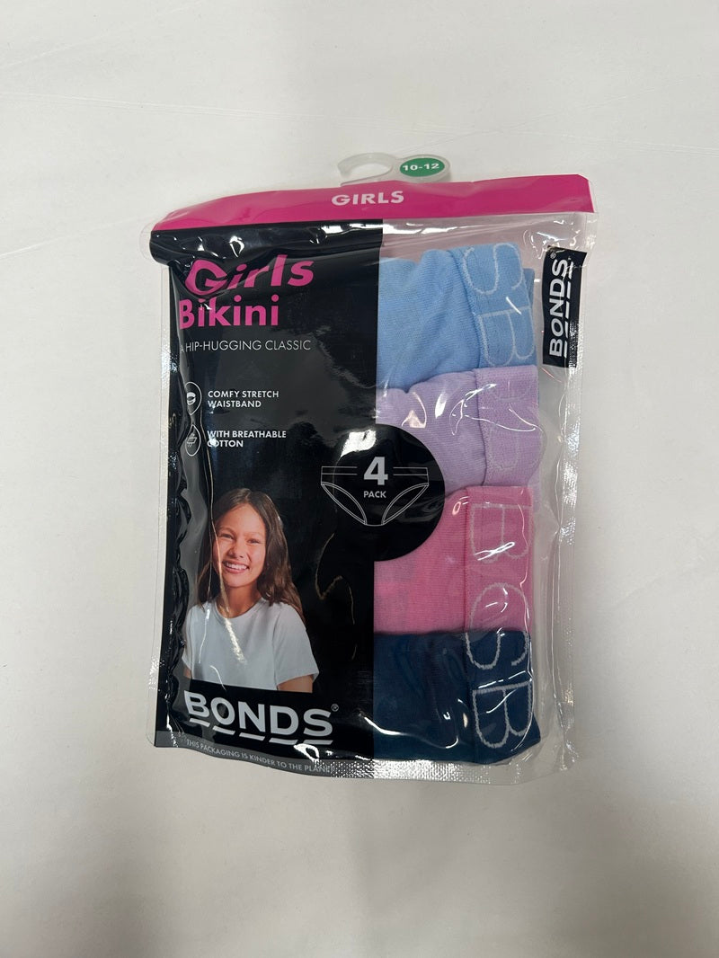 Bonds Girls Bikini 4 Pack - Teal/Pink/Lilac/Blue