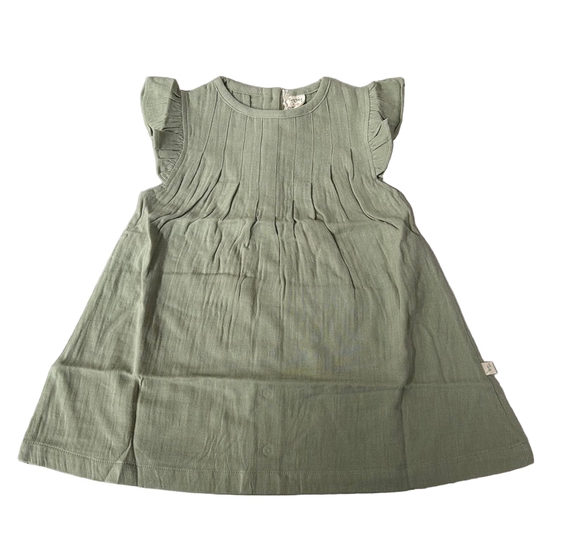 Tiny Twig Pintuck Dress - Sage Crinkle