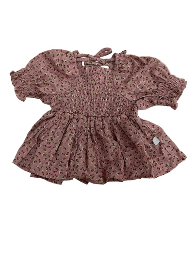 Dukes The Brand Bloom Shirred Top - Dusty Pink With Floral Print